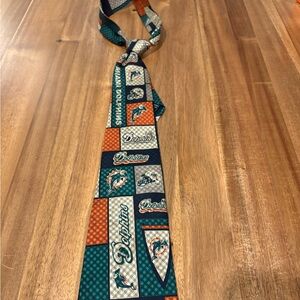 NWT 90’s Miami Dolphins Vintage Silk Neck Tie – NFL Patchwork Plaid 🏈🐬